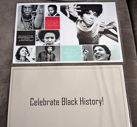 Placemats black history movie night | Cordier Events DIY placemats laminated