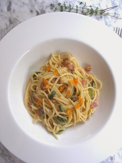 spaghetti carbonara courgette
