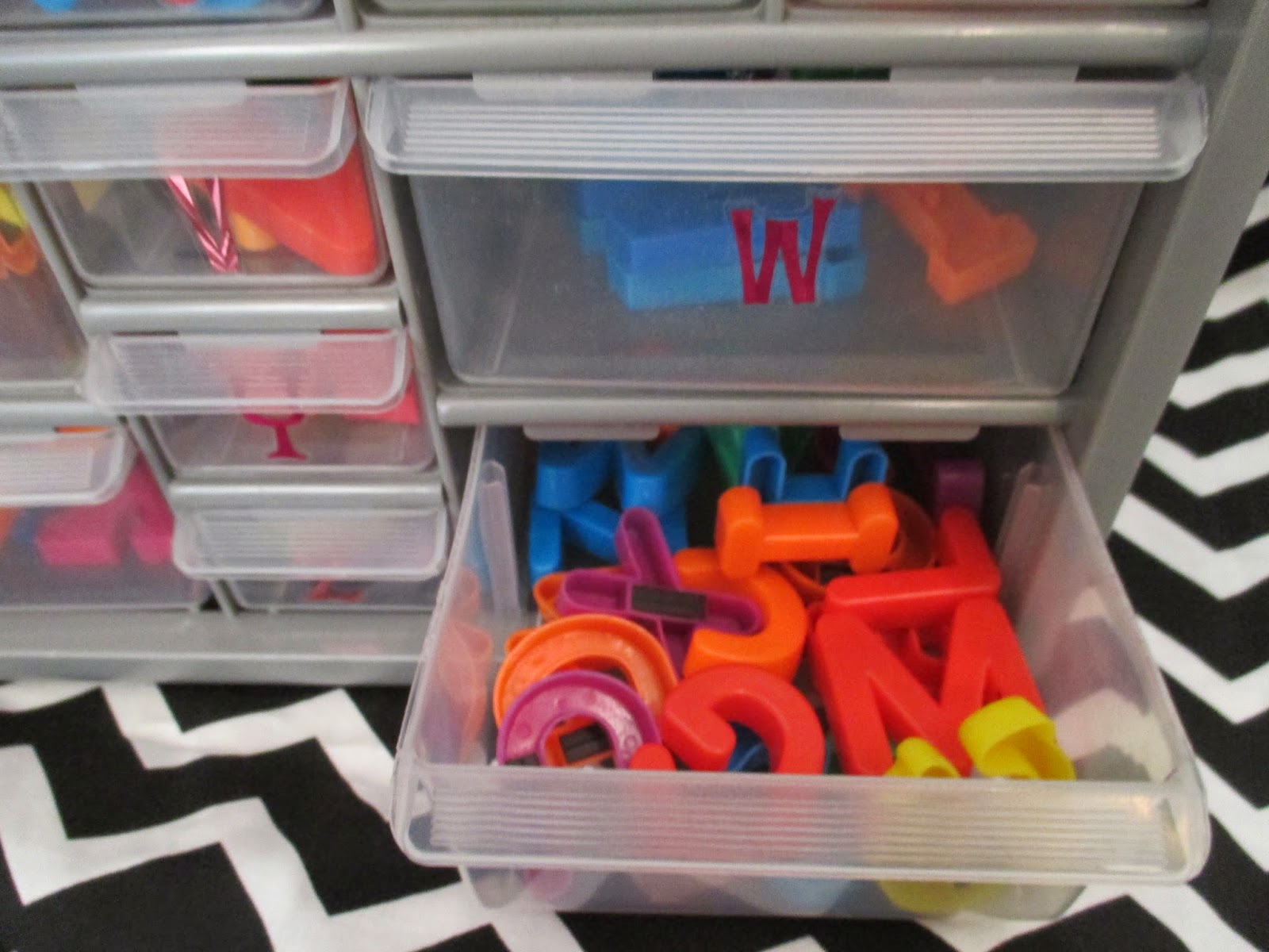 Pink Polka Dots and PreK Letter Storage