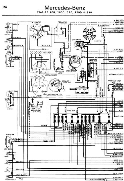 repair-manuals: Mercedes-Benz 200 220 230 1968-70 Wiring Diagrams