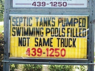 septic tanks and swimming pools funny sign