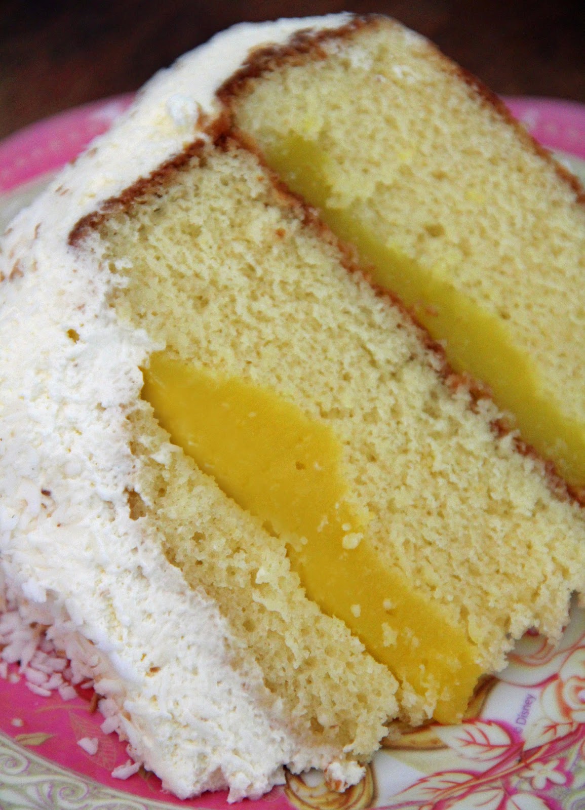 Jo and Sue Vanilla Cake with Lemon Custard and Toasted Coconut