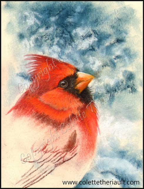 cardinal painting on the easel