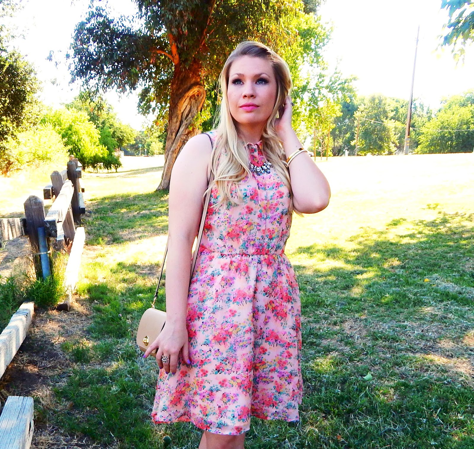 Pink Floral Summer Dress Outfit