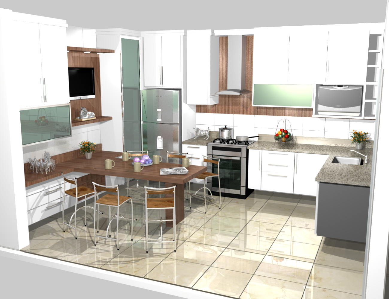 #664B38 cozinha americana moduladaIdéias de decoração para casa 1300x1000 px Banquetas Para Cozinha Americanas #1585 imagens