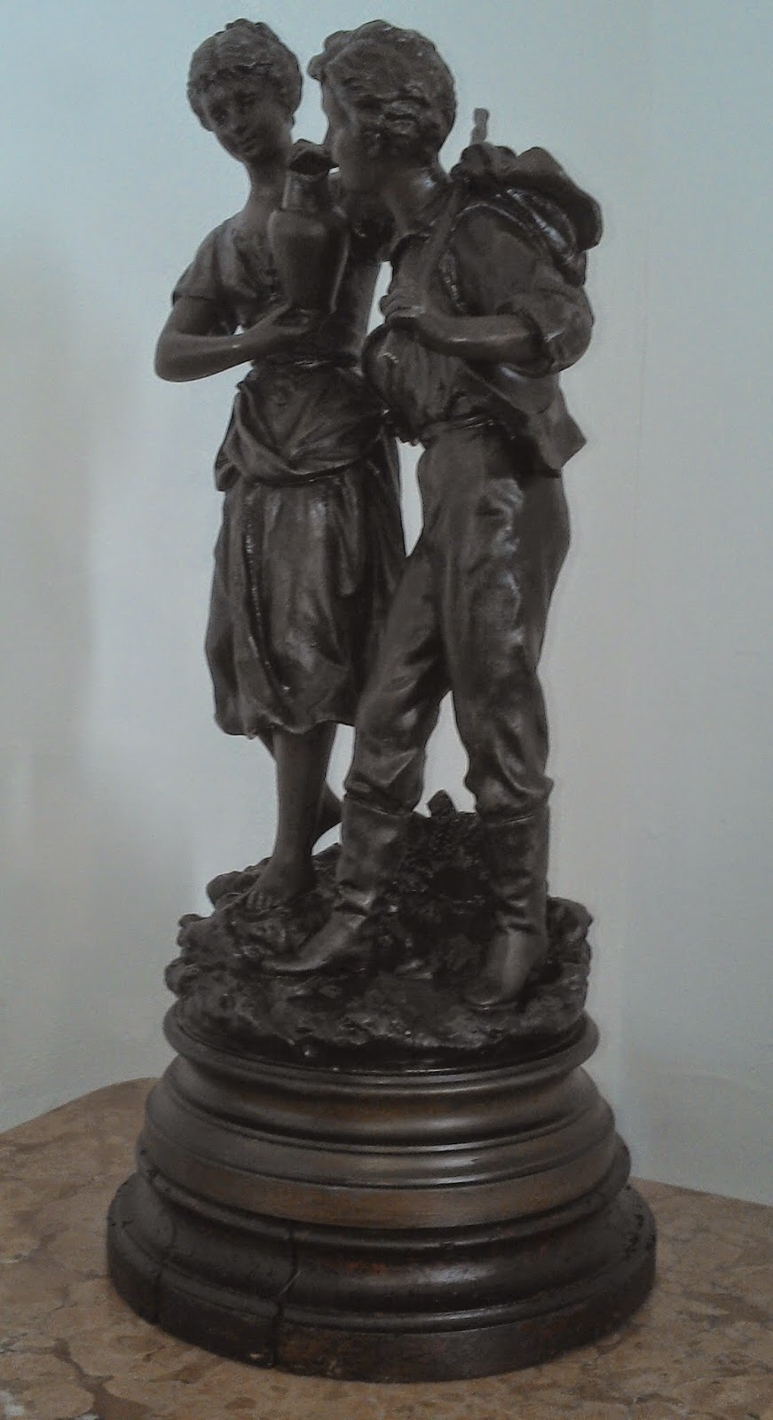 statue sculpture couple promenade RANCOULET romantique 19e estampillé