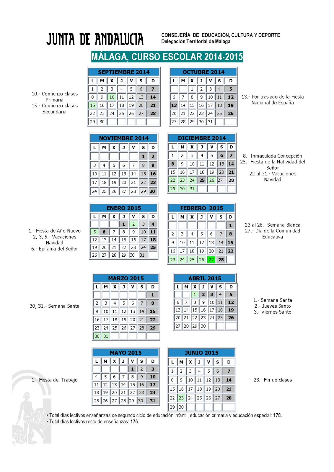 Calendario 2015-2016