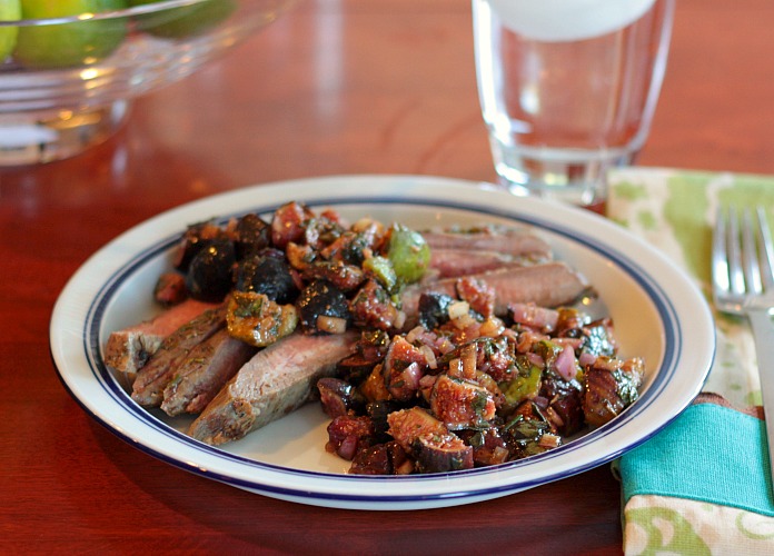 APPLE A DAY Rosemary Flank Steak with Fig Salsa