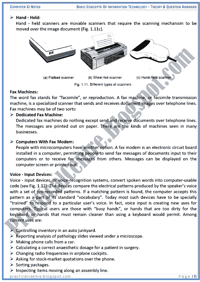 Basic Concepts Of Information Technology - Theory And Questions Answers - Computer XI