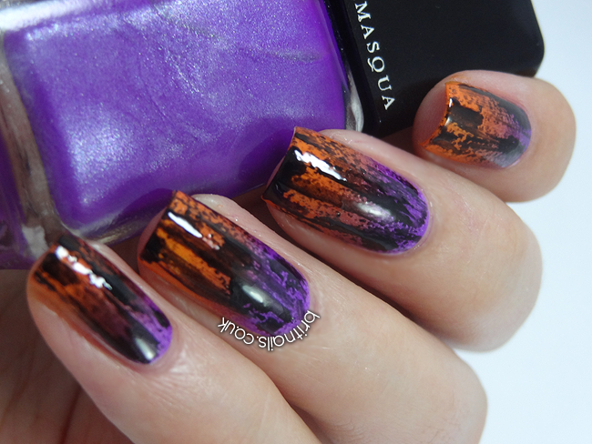 Distressed Halloween Gradient Brit Nails