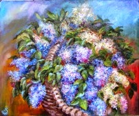 original oil painting on canvas Gift Lilac Garden