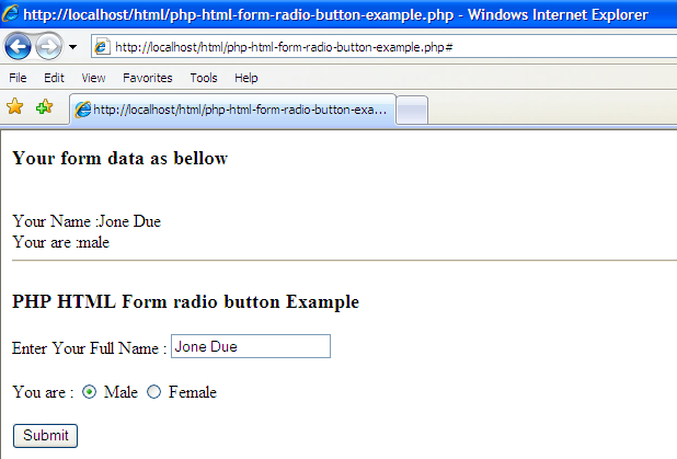 HTML FORM RADIO BUTTON html form radio button: