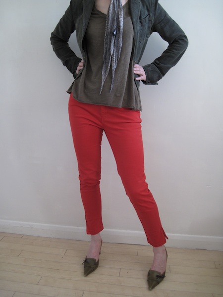 zara red jeans