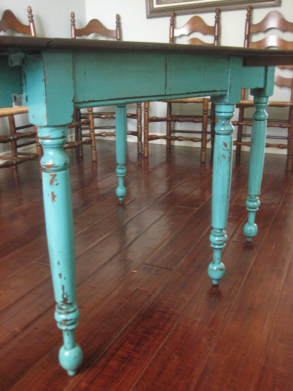 European Paint Finishes: Teal Dining Table & Ladderback ...