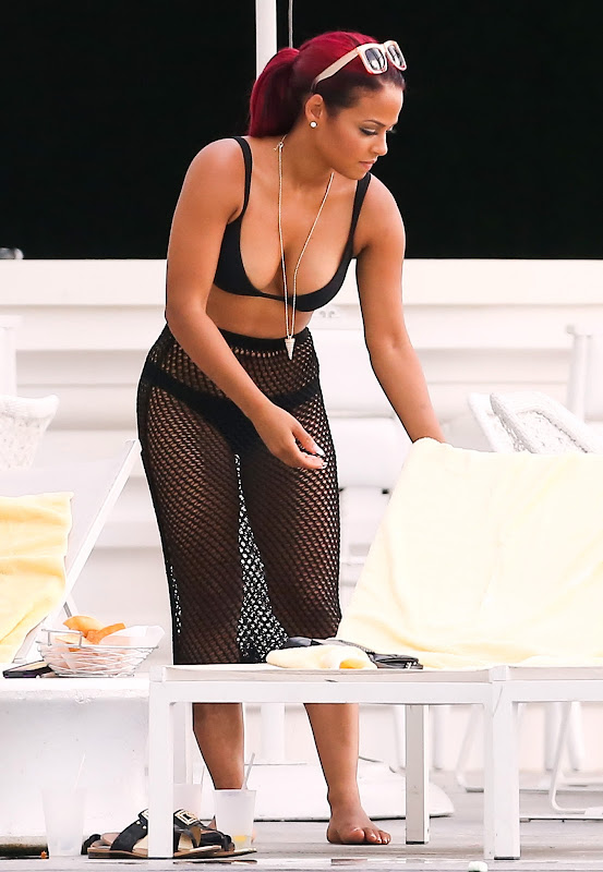 Christina Milian at a Pool in South Beach