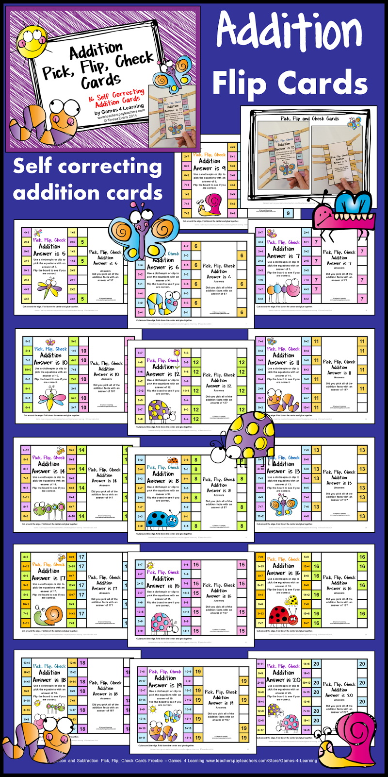 Fun Games 4 Learning Flip Math Cards Freebies