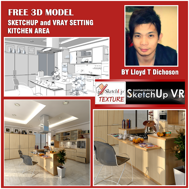sketchup model vray 1.49 setting kitchen area