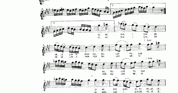 İzmir'in içinde vurdular beni Notalar Sözleri