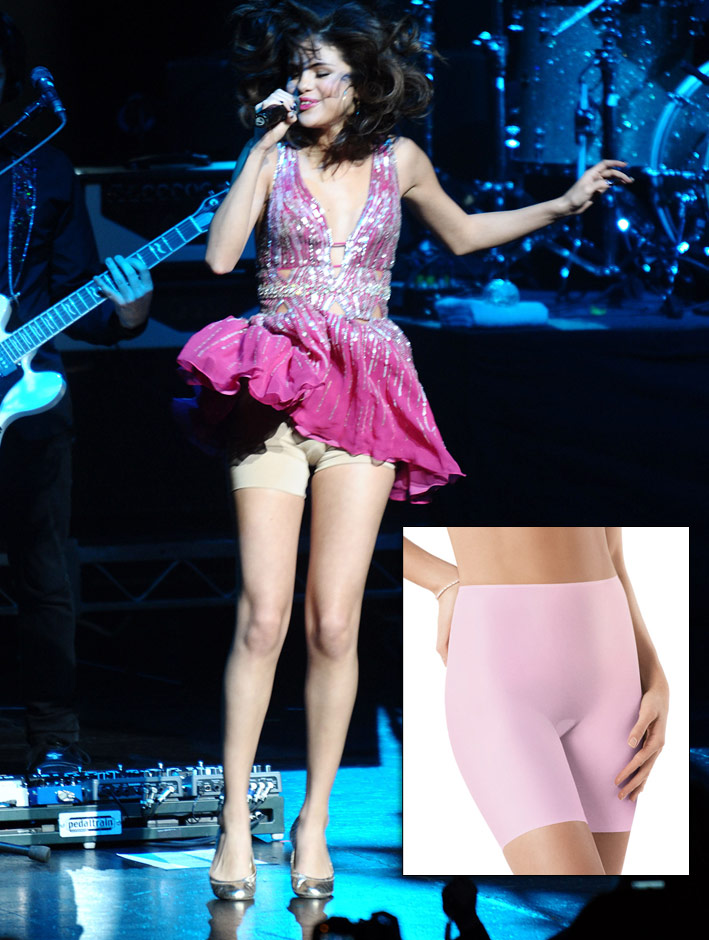 Selena Gomez wardrobe malfunction spanx. 