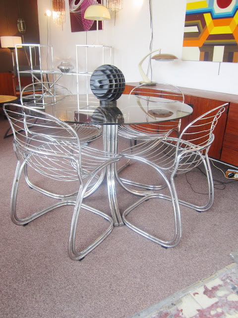 Chrome table and chair set