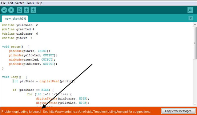 Gambar proses upload program (sketch) gagal arduino Gambar proses upload program (sketch) gagal arduino