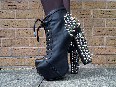 Jeffrey Campbell lita spike in black leather / silver spikes