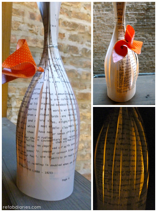 Upcycle Book Page Luminaries (Paper Bottles) the ReFab Diaries