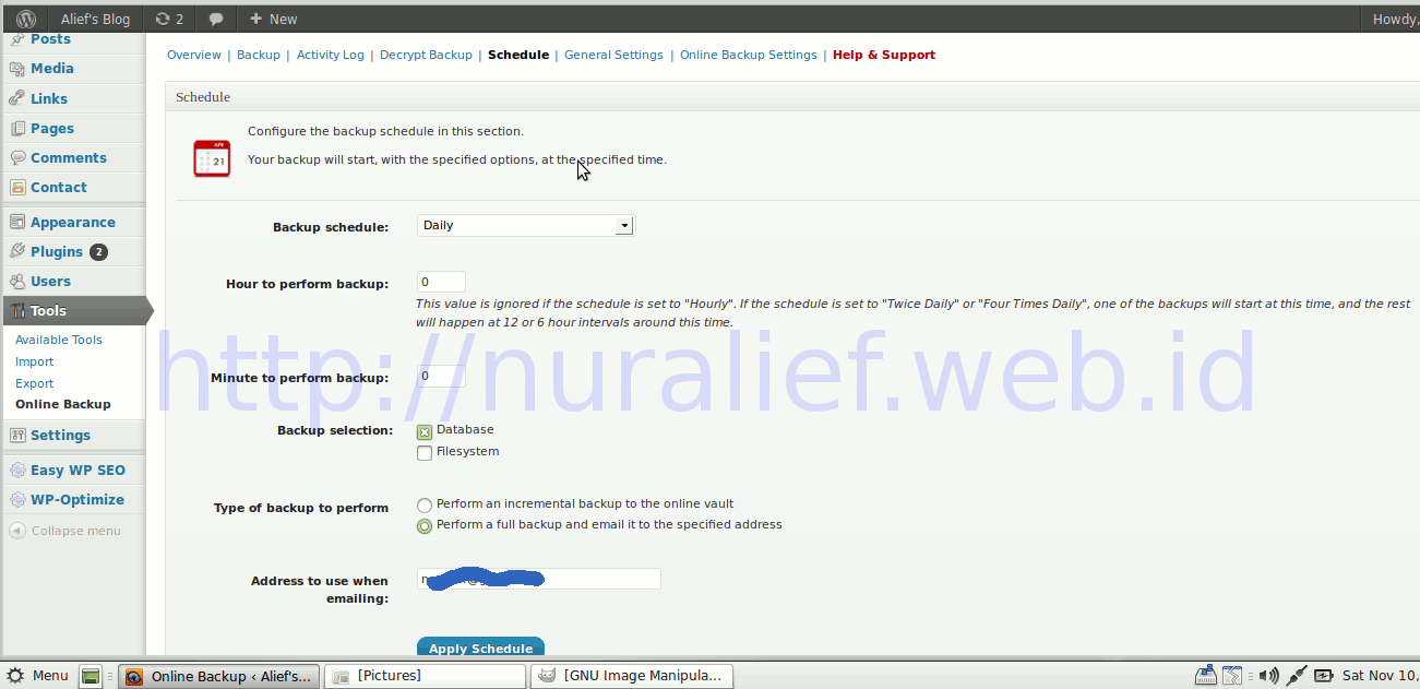 schedule backup database schedule backup database
