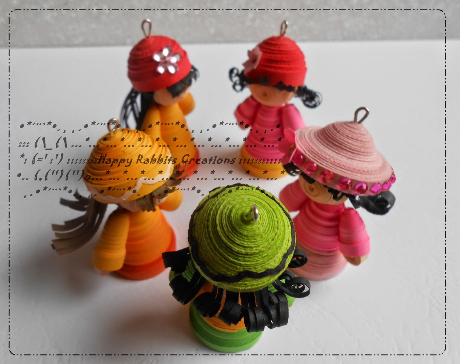 Happy Rabbits Creations Handmade 3D Paper Quilling Dolls