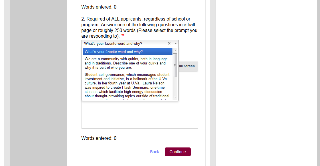 University of virginia essay questions