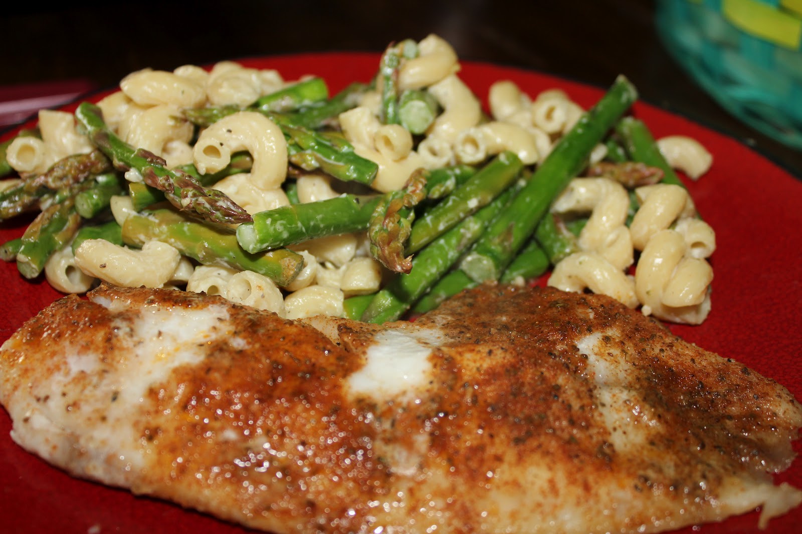 Three Peas In My Little Pod Spicy Tilapia with Creamy Asparagus Pasta