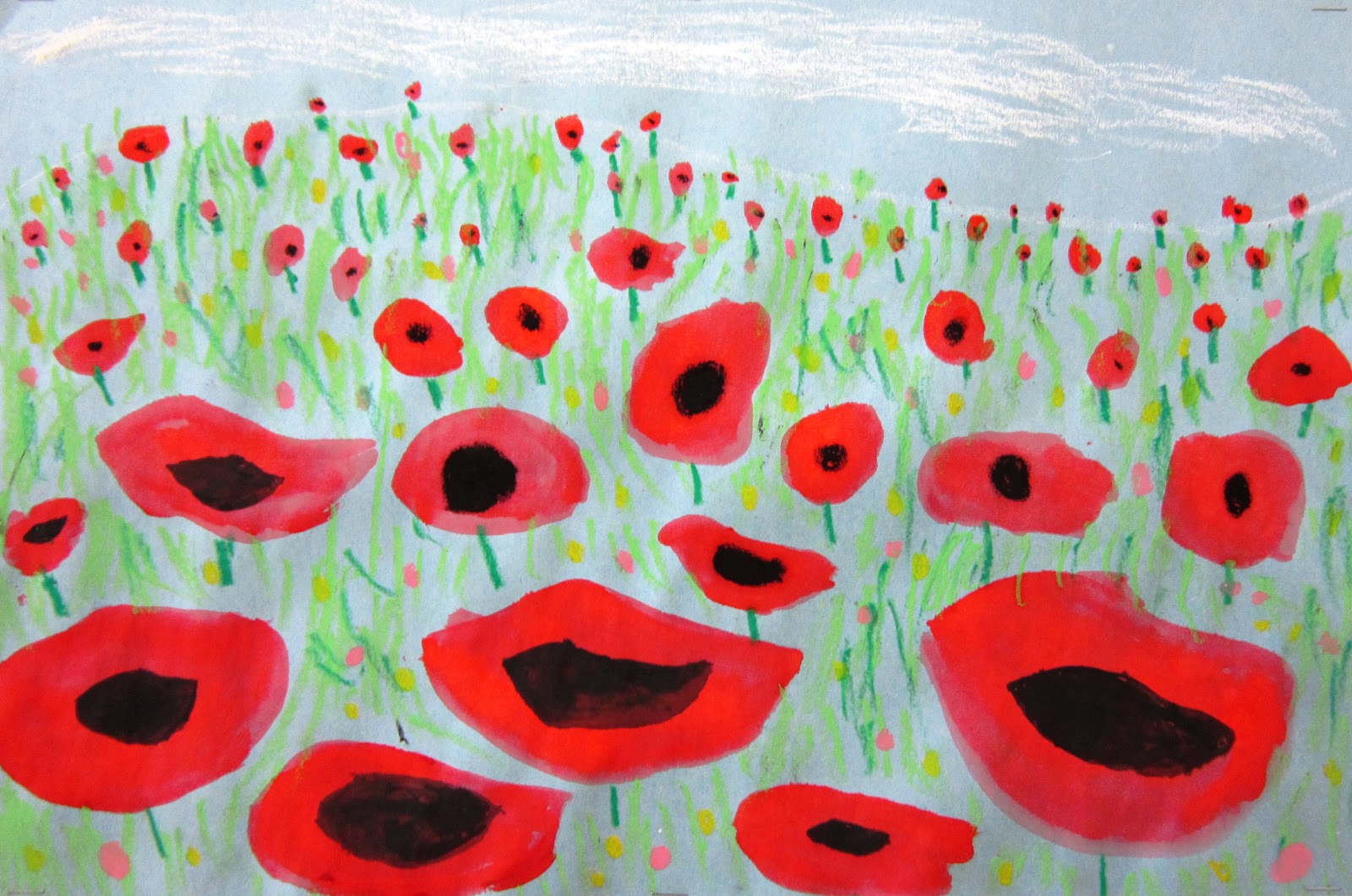 Spot of Color 2nd Grade Poppies in Perspective Remembrance day art