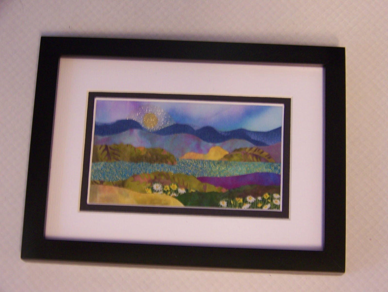 Juanita Sauve Art Quilts 3 x 5 matted fabric landscapes