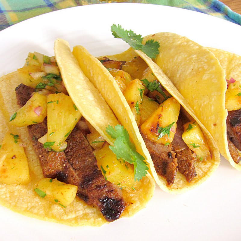 Flank Steak Tacos with Grilled Pineapple Salsa PheNOMenal
