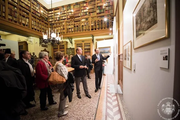 Prince's Albert II of Monaco and Thomas Fouilleron Archives and Library director of Monaco Palace as they visit the palace as part of the Heritage Day in Monaco