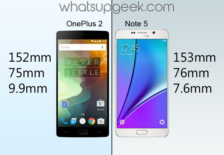 samsung galaxy note 5 vs oneplus 2 complete comparision whatsupgeek note screen size