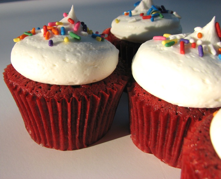 Heidi Bakes Copycat recipe of Sprinkles Red Velvet Cupcakes