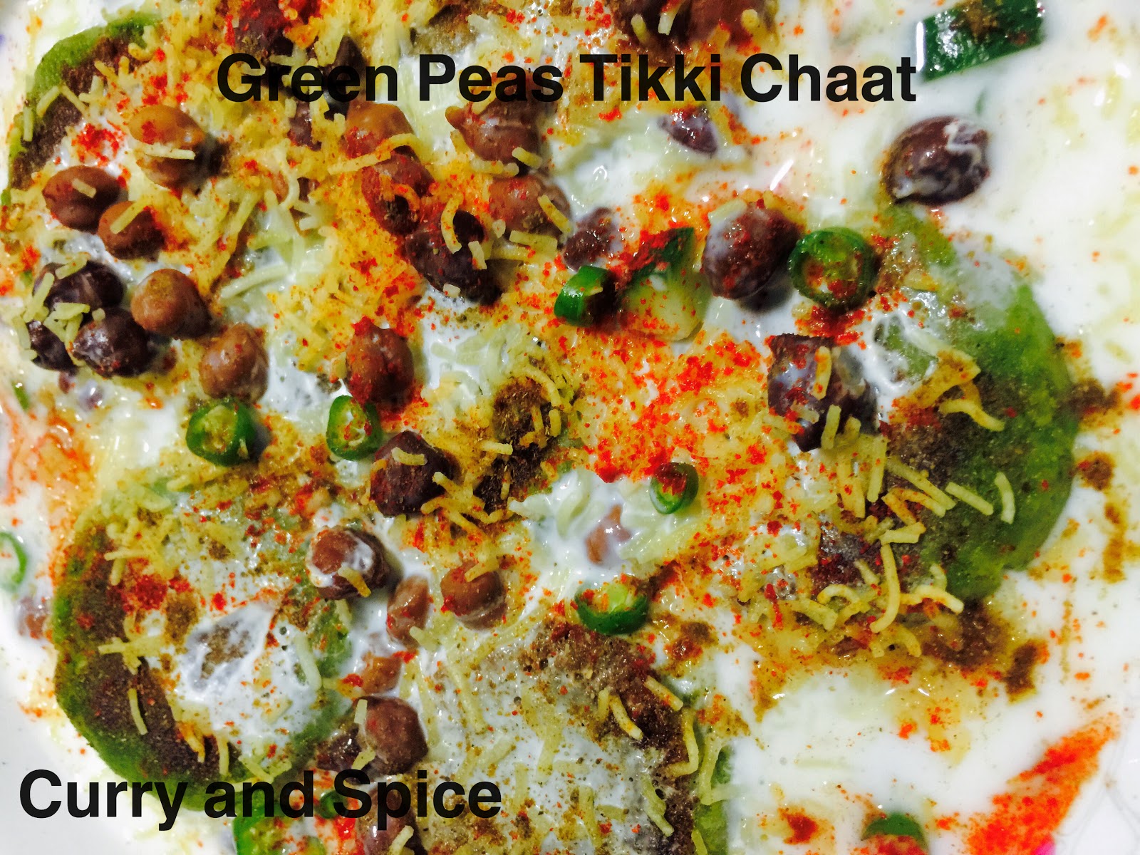 CURRY AND SPICE GREEN PEAS TIKKI CHAAT