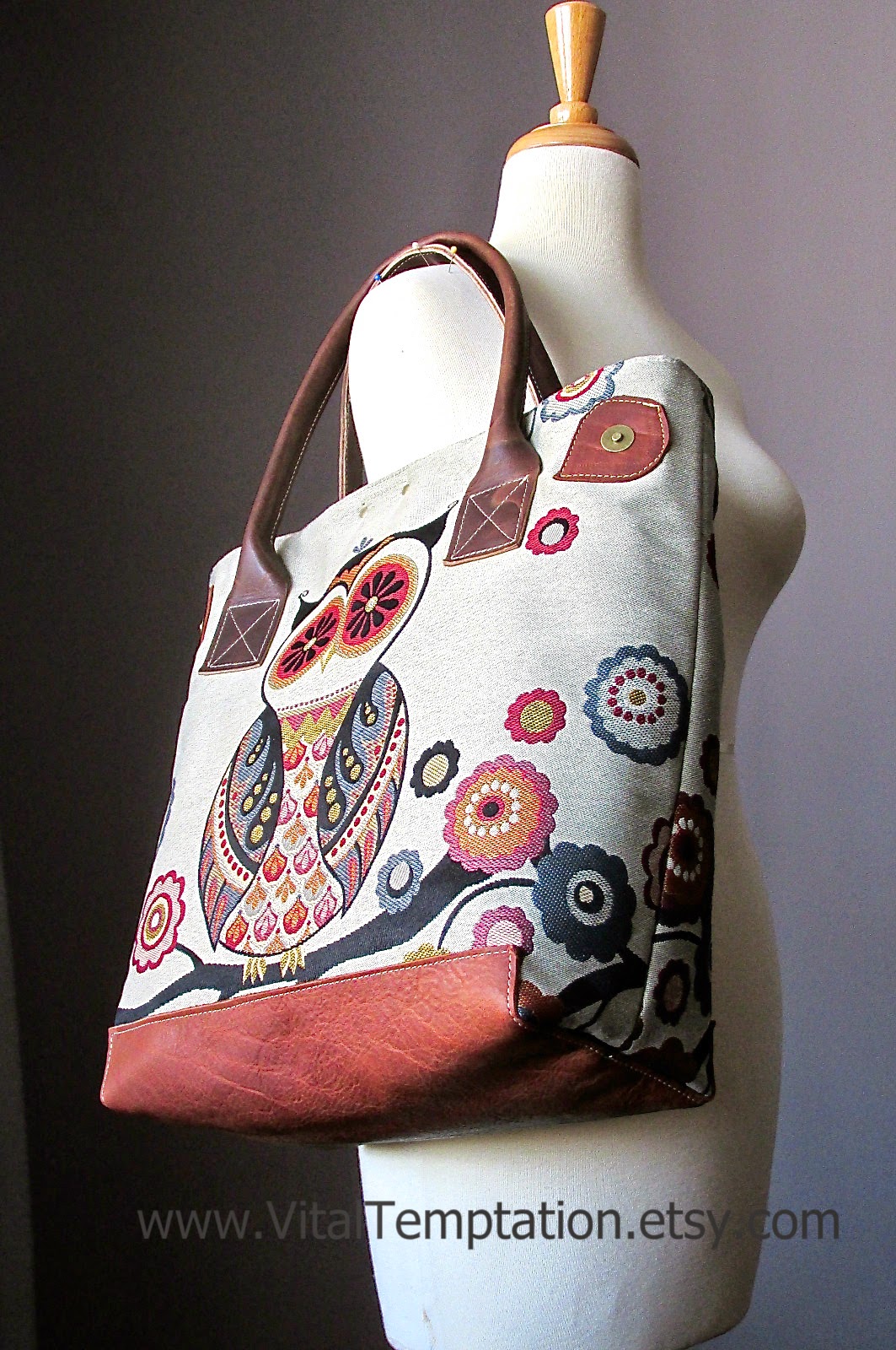 Laboratory of Fashion Owl bag Leather tote bag leather bag Nature Boho bag Market Bag