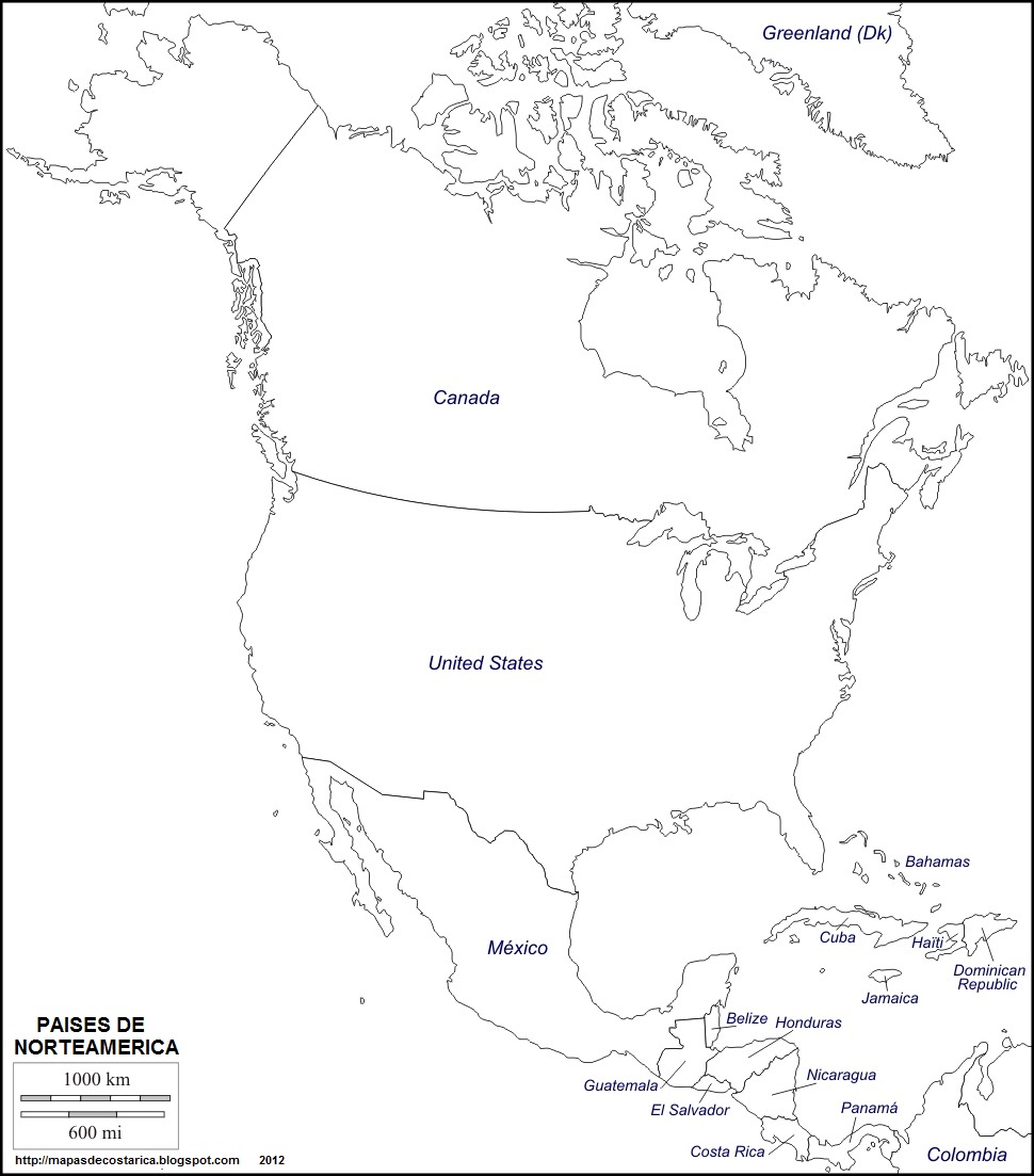 Mapa Mudo De America Grande