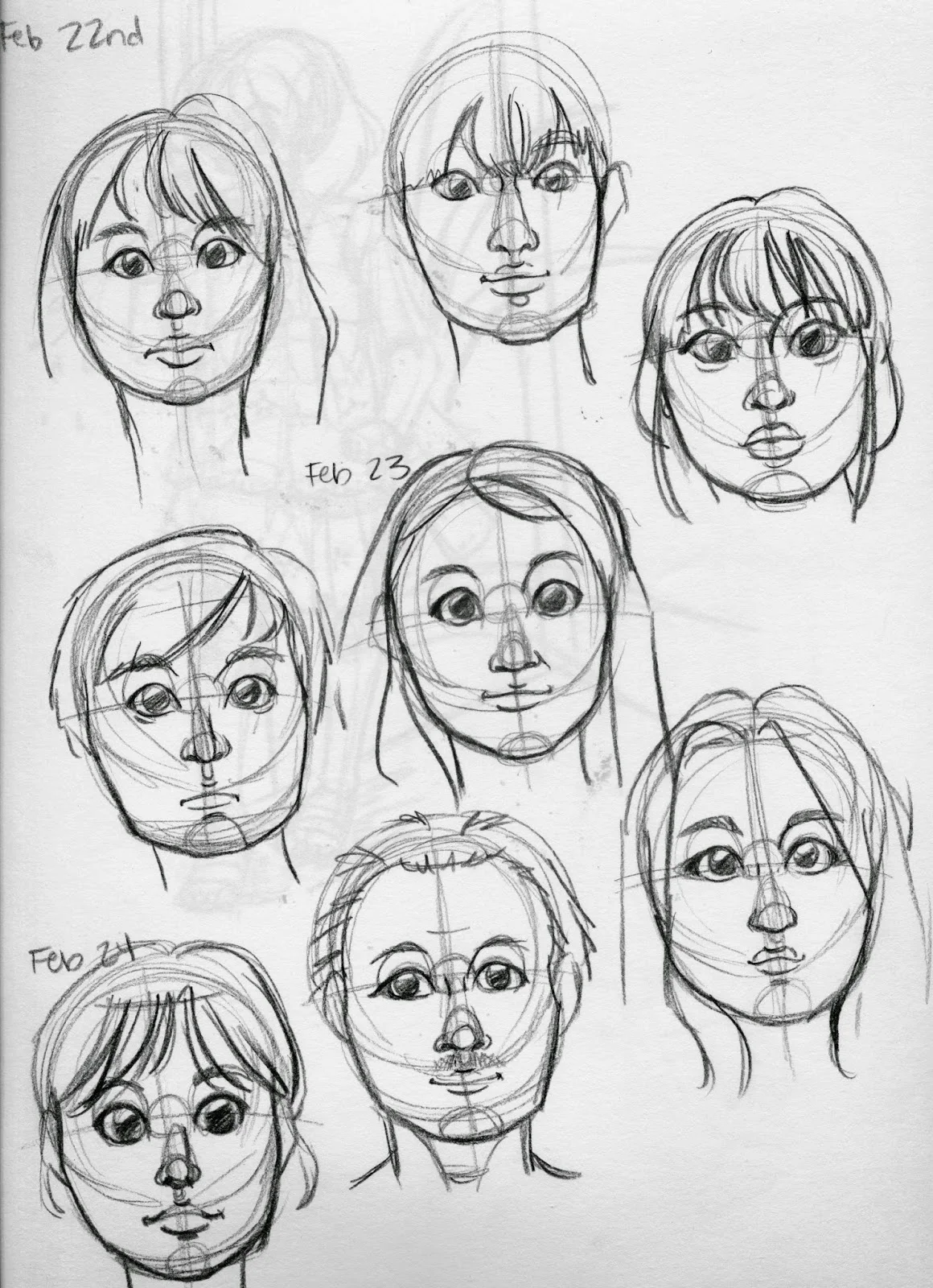 facial studies, Becca Hillburn, face construction