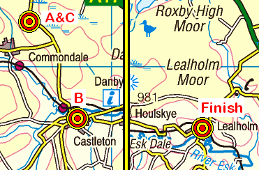 Map of the Brown Hill to Lealholm area