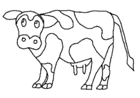 Sketsa gambar sapi untuk belajar mewarnai anak TK