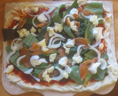 Pizza mit Lachs und Mangold Pizza mit Lachs und Mangold