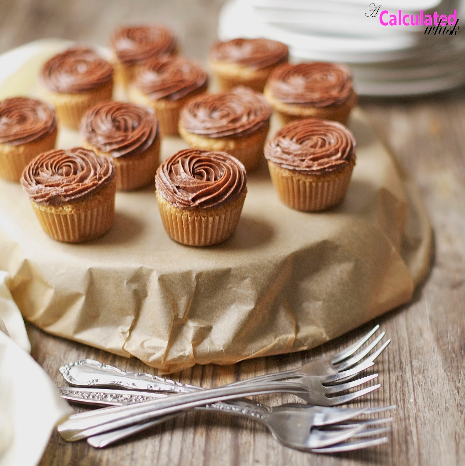 Easy Vanilla Cupcakes with Chocolate Frosting (Gluten-free, Grain-free) | acalculatedwhisk.com Easy Vanilla Cupcakes with Chocolate Frosting (Gluten-free, Grain-free) | acalculatedwhisk.com