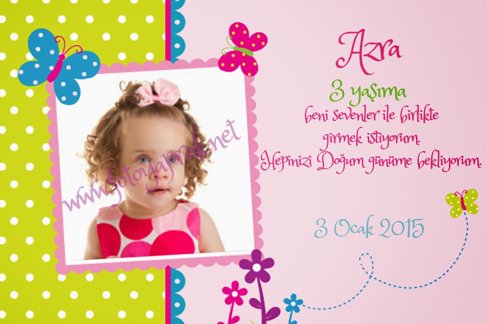 Konya Bebek Fotografcisi Fotografli Dogum Gunu Davetiyeleri