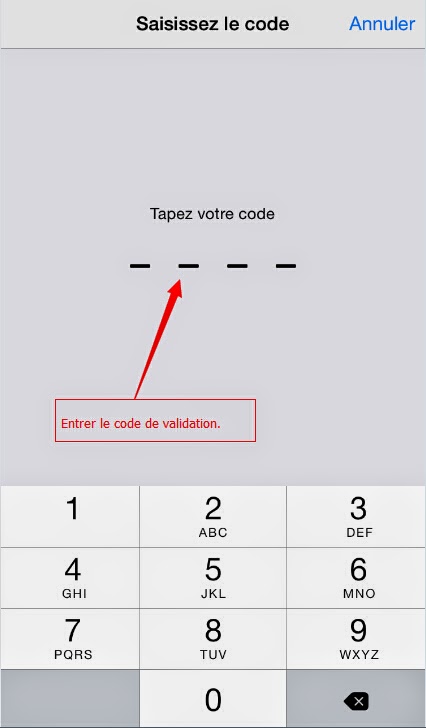 Entrer le code de portable Entrer le code de portable