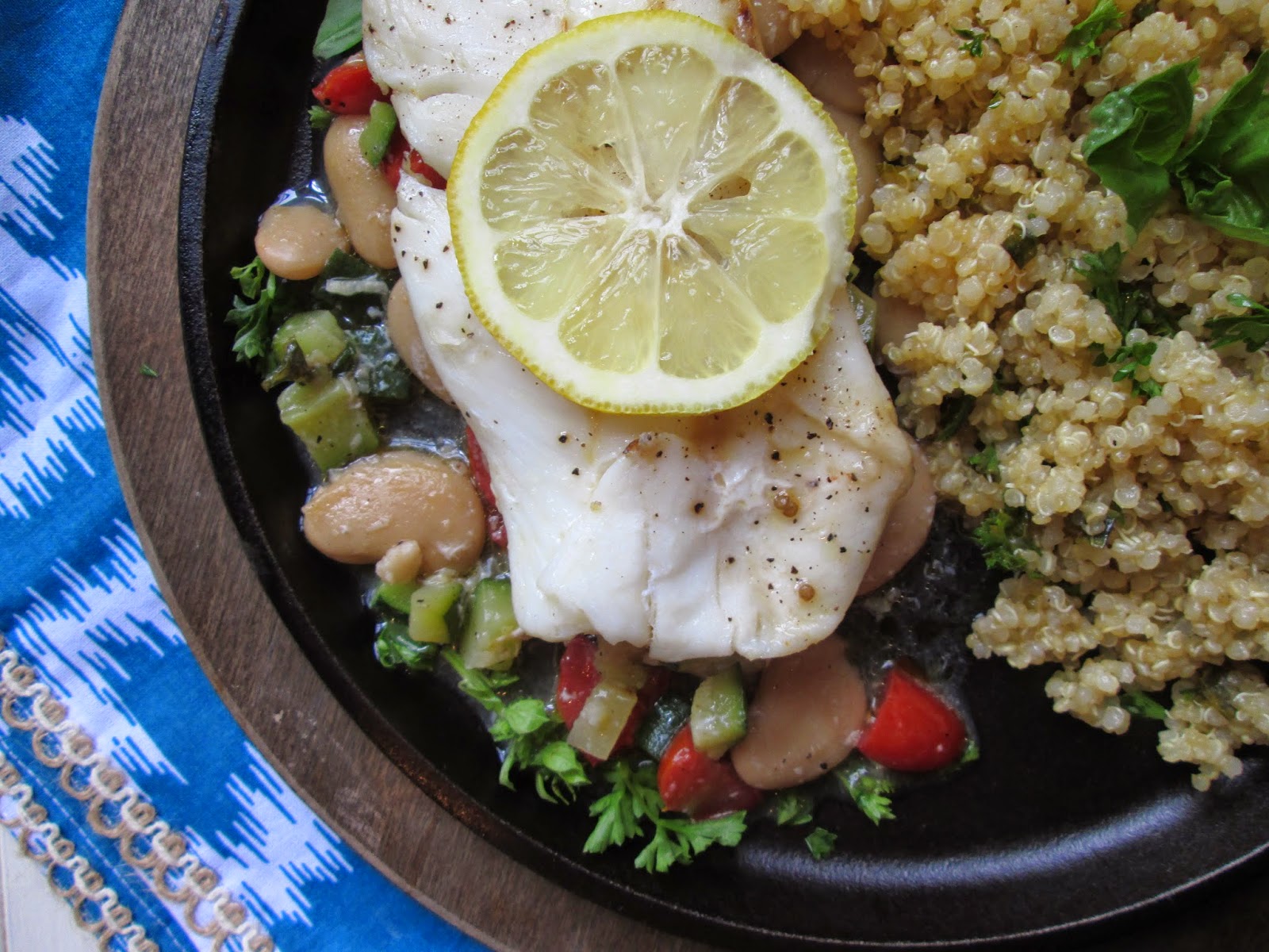 Stirring the Pot Orange Roughy with Squash and Butter Beans Over