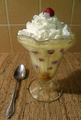 Parfait topped with Whipped Cream, with Spoon, Ready to Eat