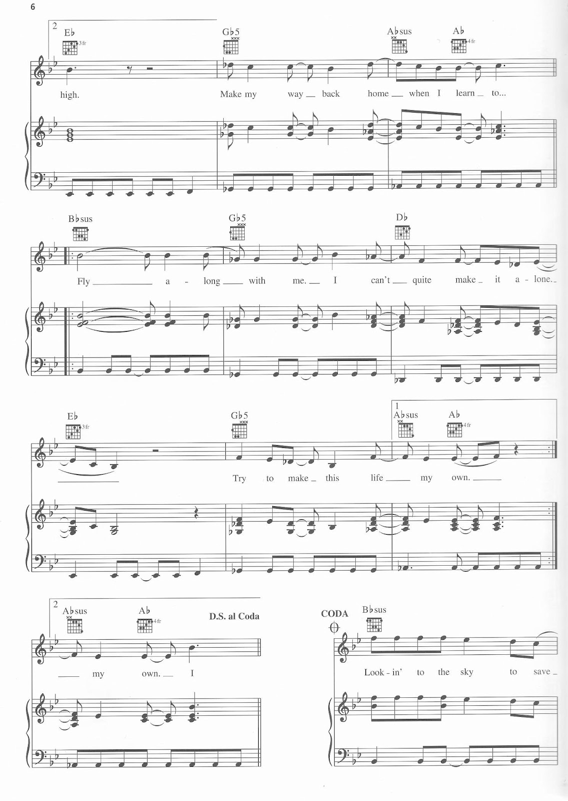 Learn to fly Foo Fighters Partitura para piano Partituras de